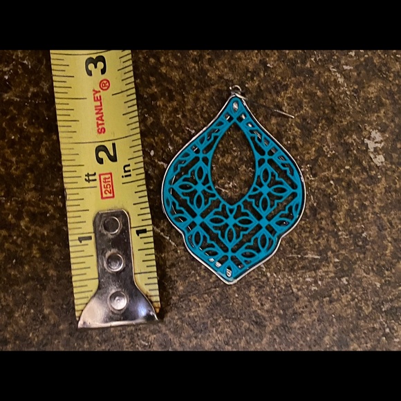 🫶🏼Unique Turquoise & Silver 2” Earrings - Picture 5 of 6